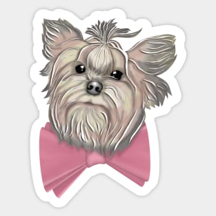 Yorkshire Terrier with a pink bow Sticker